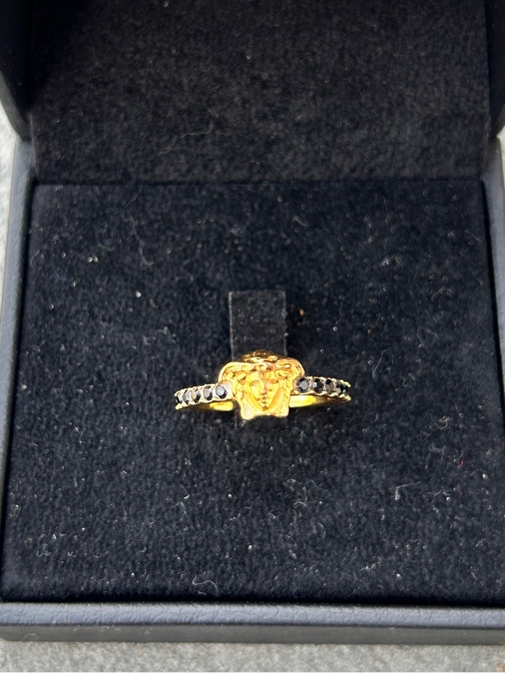 Versace Medusa Ring with Black Stones - Women Jewelry